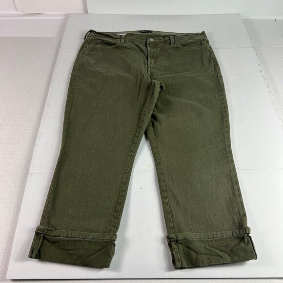 Not Your Daughters Jeans Women's 36x22* Dayla Wide Cuff Capri Green Denim Tag 14 - Picture 1 of 16